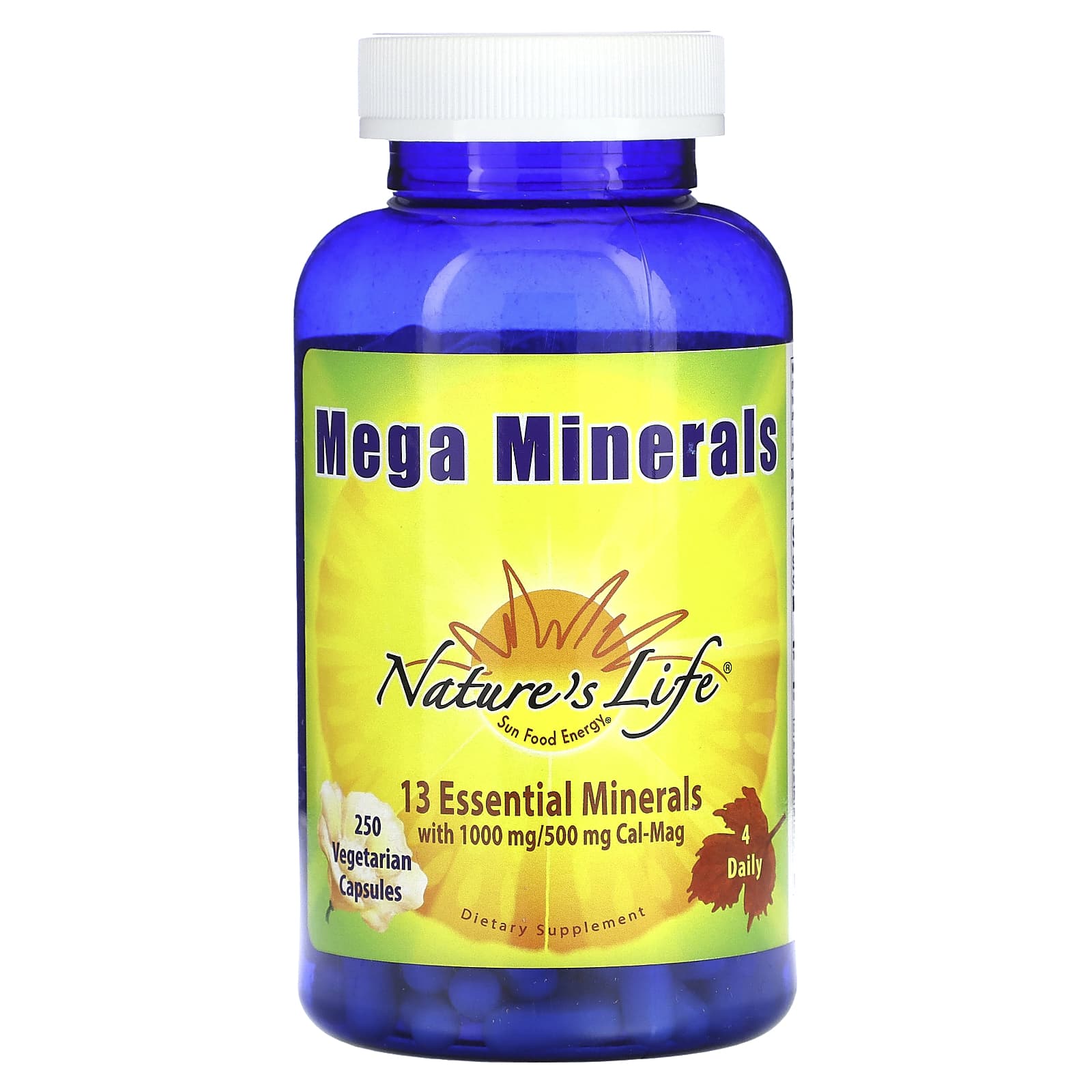 Nature’s Life, Mega Minerals, 250 Vegetarian Capsules UPC 040647004504 | HiLife Vitamins